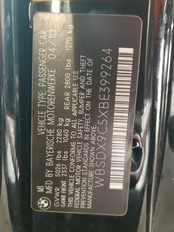 2011 BMW M3 VIN: WBSDX9C5XBE399264 Lot: 82384255
