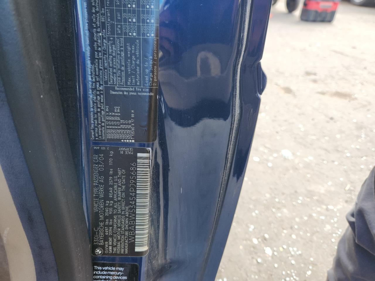 2004 BMW 330 Ci VIN: WBABW53454PJ95686 Lot: 86143105