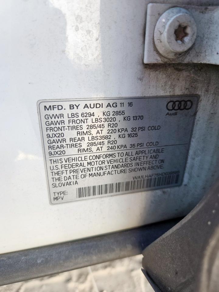 2017 Audi Q7 Premium Plus VIN: WA1LHAF75HD038595 Lot: 82276595