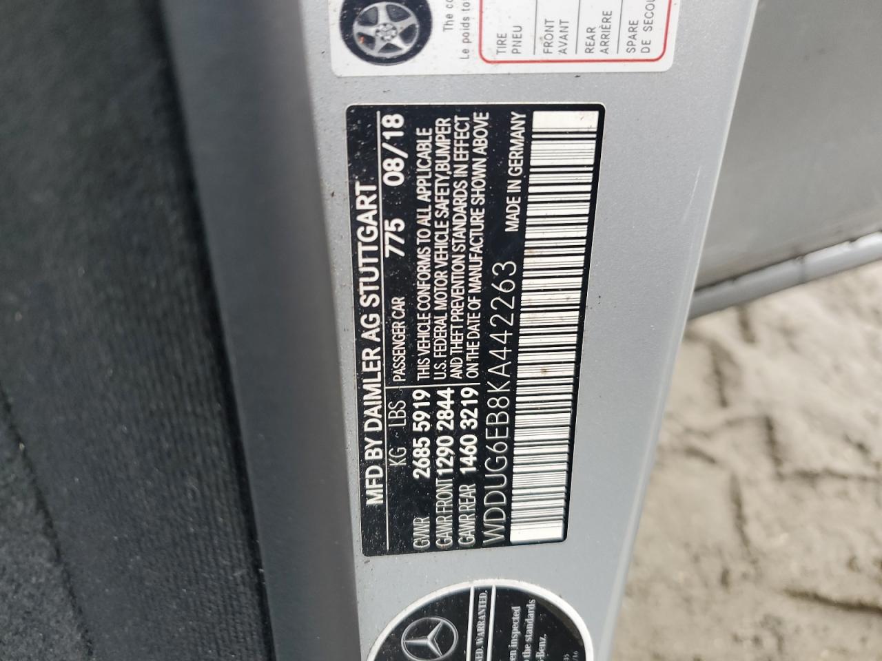 2019 Mercedes-Benz S 450 4Matic VIN: WDDUG6EB8KA442263 Lot: 82344515