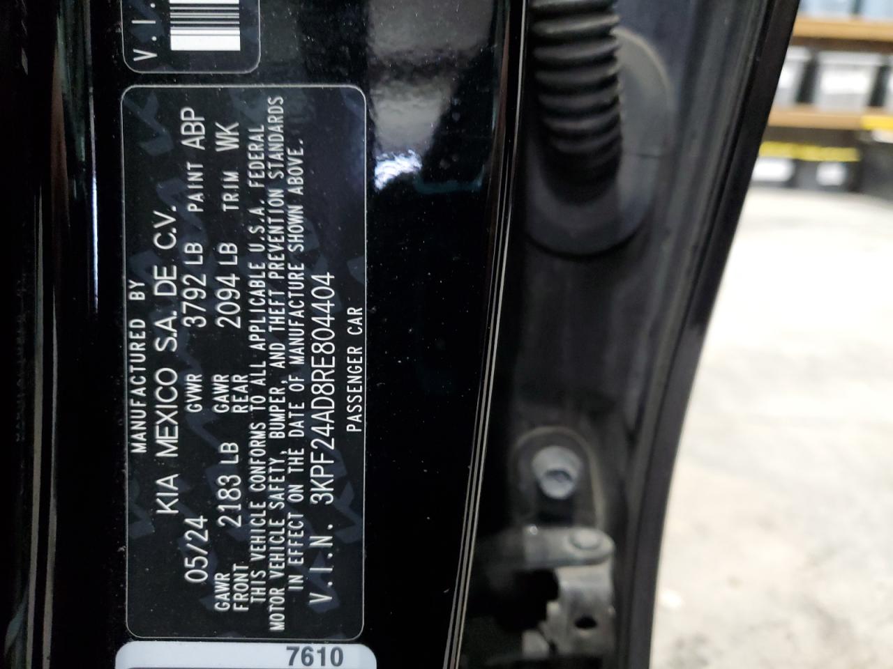 2024 Kia Forte Lx VIN: 3KPF24AD8RE804404 Lot: 87005055