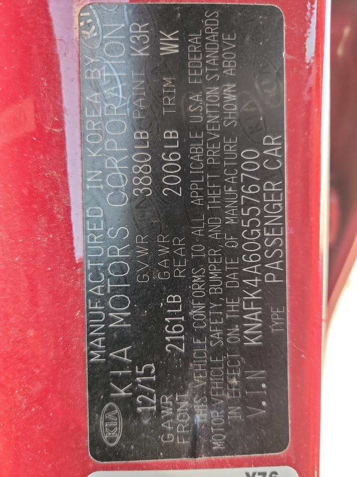 2016 Kia Forte Lx VIN: KNAFK4A60G5576700 Lot: 87073255