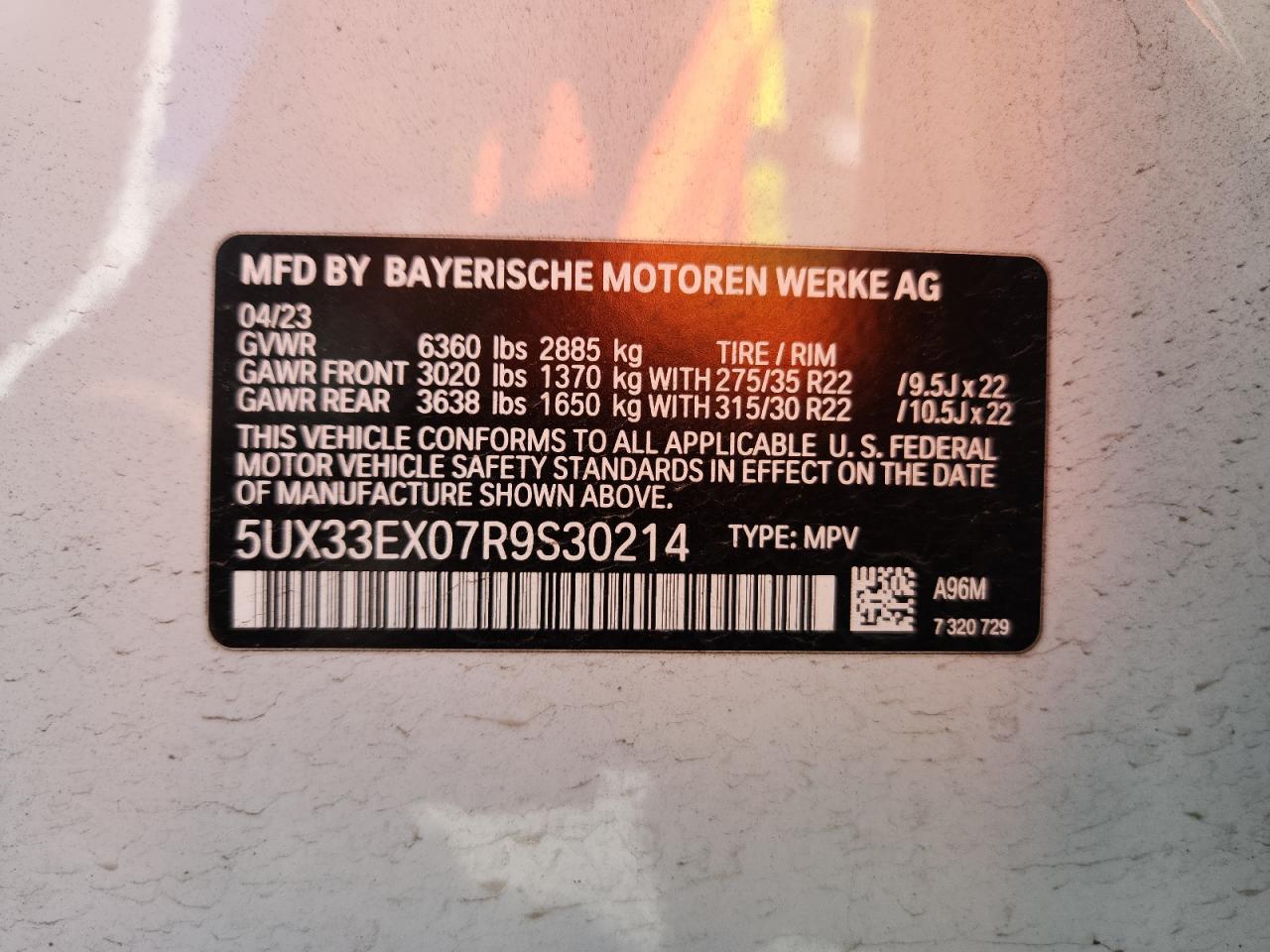 2024 BMW X6 xDrive40I VIN: 5UX33EX07R9S30214 Lot: 90280085