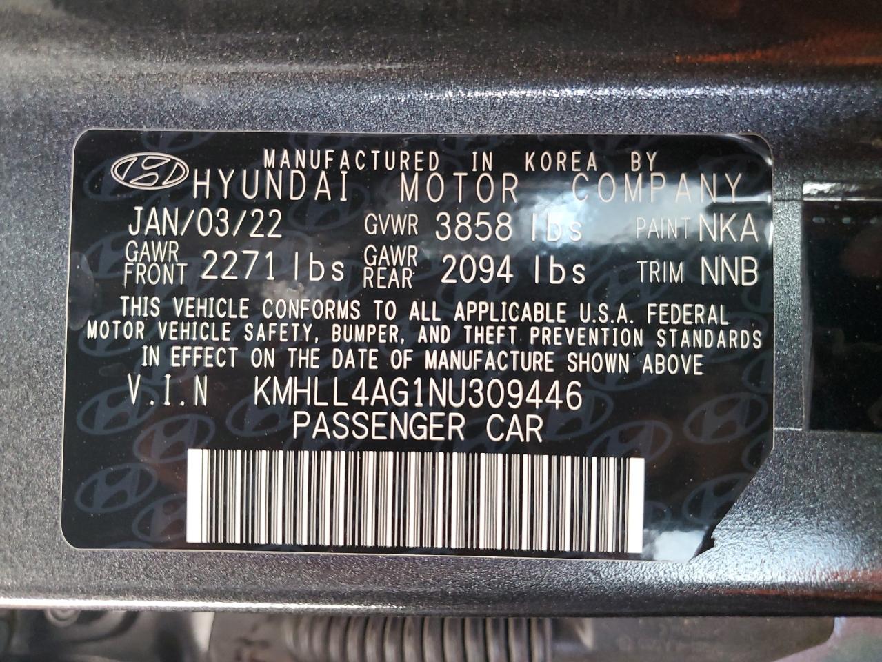 2022 Hyundai Elantra Se VIN: KMHLL4AG1NU309446 Lot: 86479565