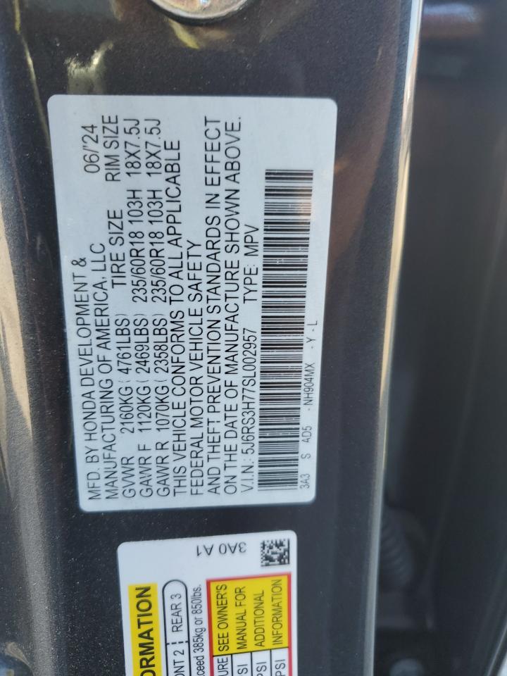 2025 Honda Cr-V Exl VIN: 5J6RS3H77SL002957 Lot: 84417565