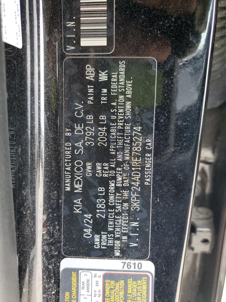 2024 Kia Forte Lx VIN: 3KPF24AD1RE785274 Lot: 89528705