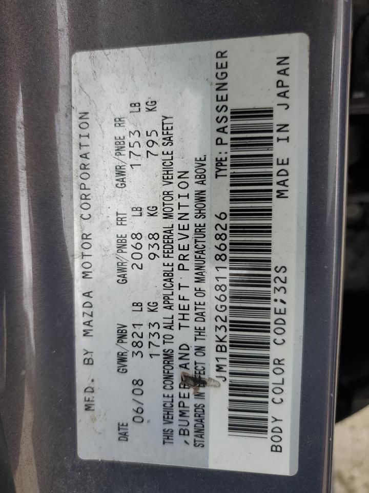2008 Mazda 3 I VIN: JM1BK32G681186826 Lot: 89925905