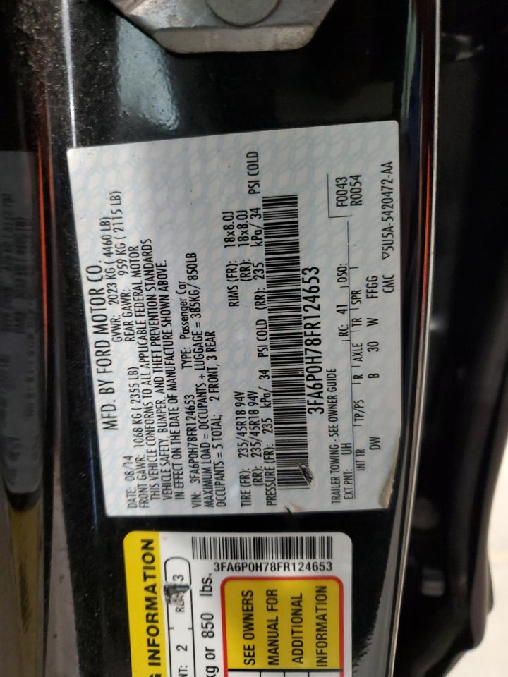 2015 Ford Fusion Se VIN: 3FA6P0H78FR124653 Lot: 90055525