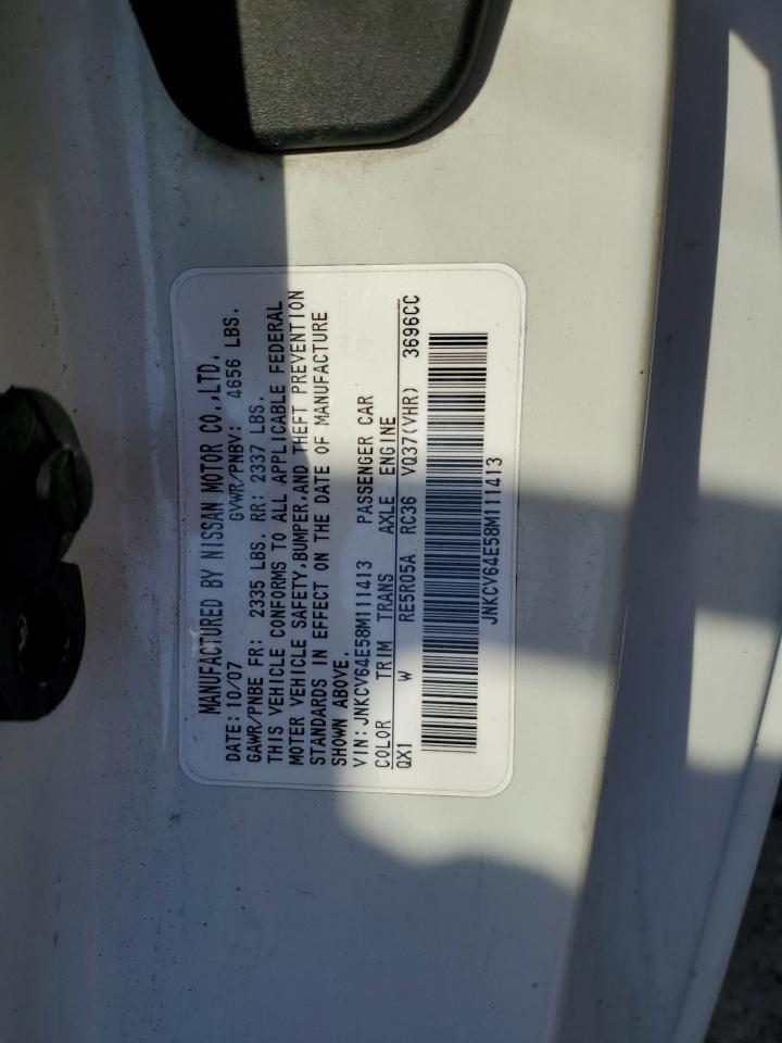 2008 Infiniti G37 Base VIN: JNKCV64E58M111413 Lot: 84220345