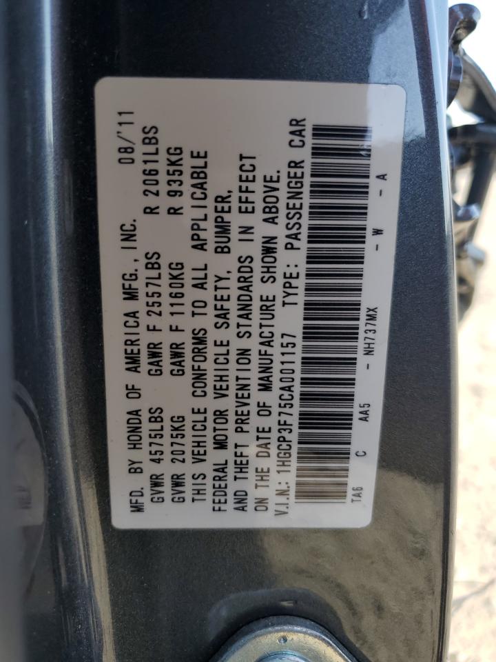 2012 Honda Accord Ex VIN: 1HGCP3F75CA001157 Lot: 85889045