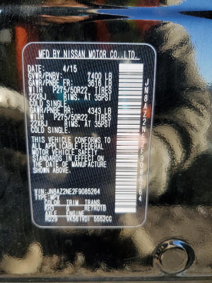 2015 Infiniti Qx80 VIN: JN8AZ2NE2F9085264 Lot: 85140445