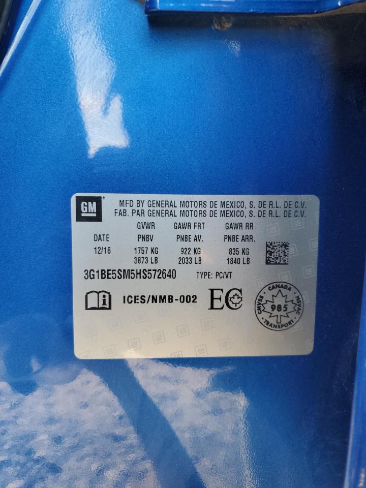 2017 Chevrolet Cruze Lt VIN: 3G1BE5SM5HS572640 Lot: 84865125