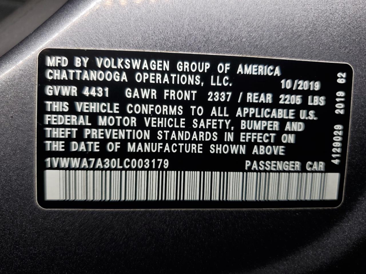 2020 Volkswagen Passat Se VIN: 1VWWA7A30LC003179 Lot: 84926815