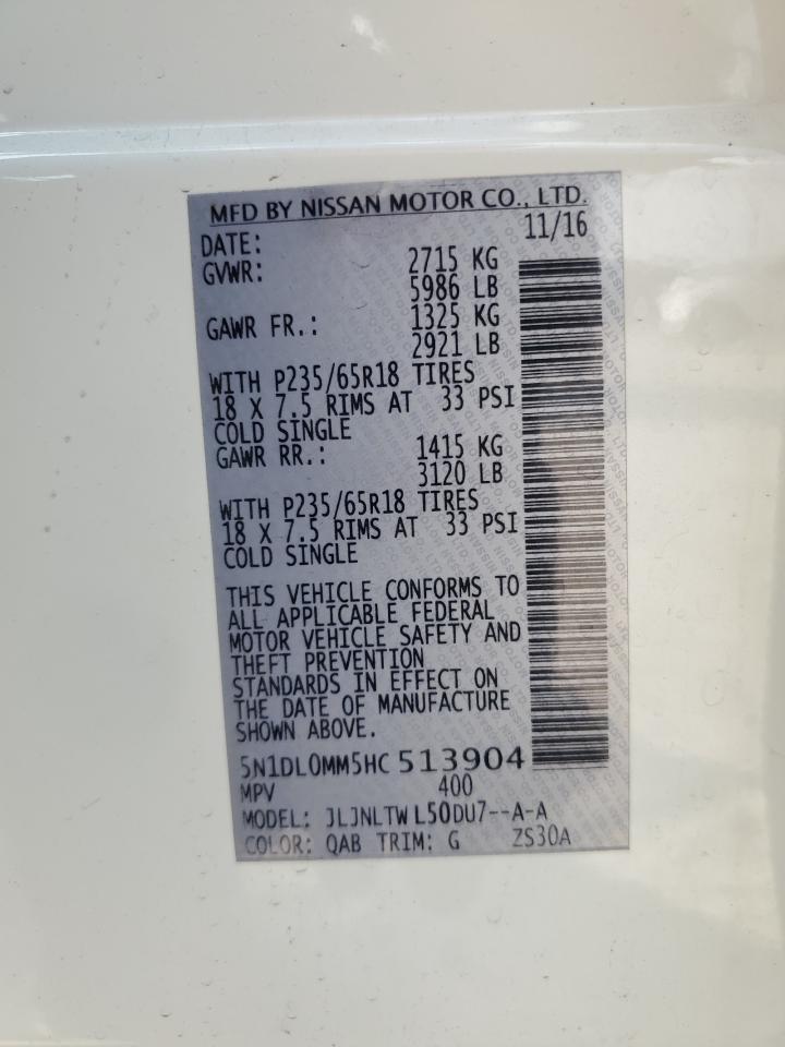 2017 Infiniti Qx60 VIN: 5N1DL0MM5HC513904 Lot: 82691135