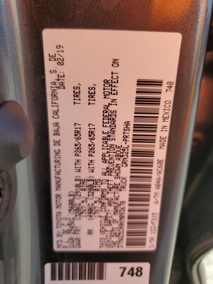 2019 Toyota Tacoma Double Cab VIN: 3TMAZ5CN9KM093678 Lot: 90733155