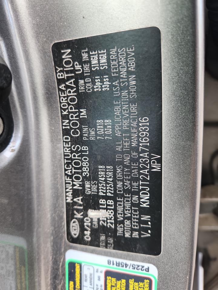 2010 Kia Soul + VIN: KNDJT2A23A7169316 Lot: 82365335