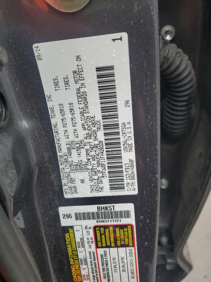 2015 Toyota Tundra Double Cab Sr VIN: 5TFUW5F11FX420220 Lot: 82267395