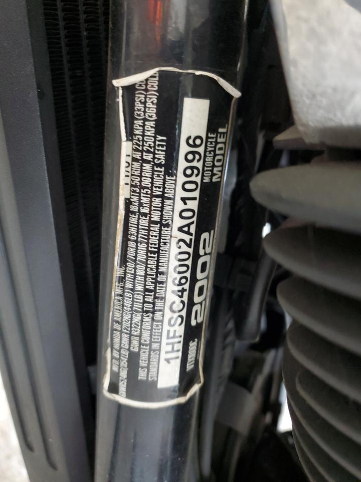 2002 Honda Vtx1800 C VIN: 1HFSC46002A010996 Lot: 85348635