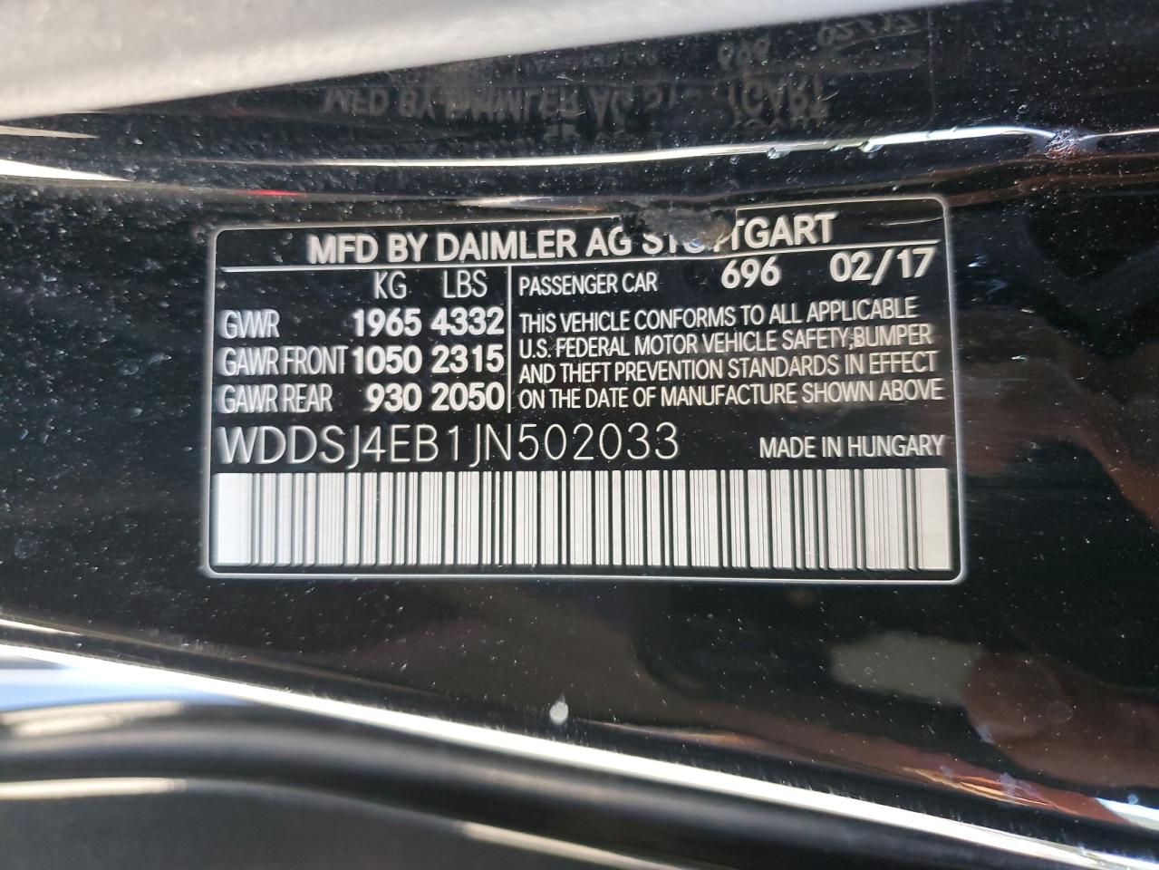 2018 Mercedes-Benz Cla 250 VIN: WDDSJ4EB1JN502033 Lot: 82635485