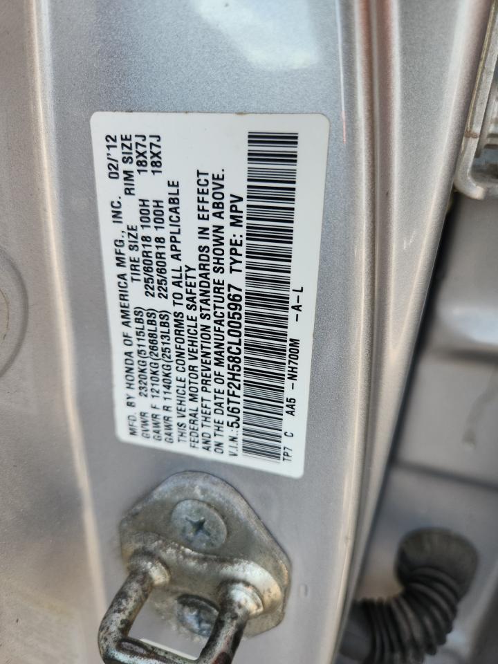 2012 Honda Crosstour Exl VIN: 5J6TF2H58CL005967 Lot: 85918365