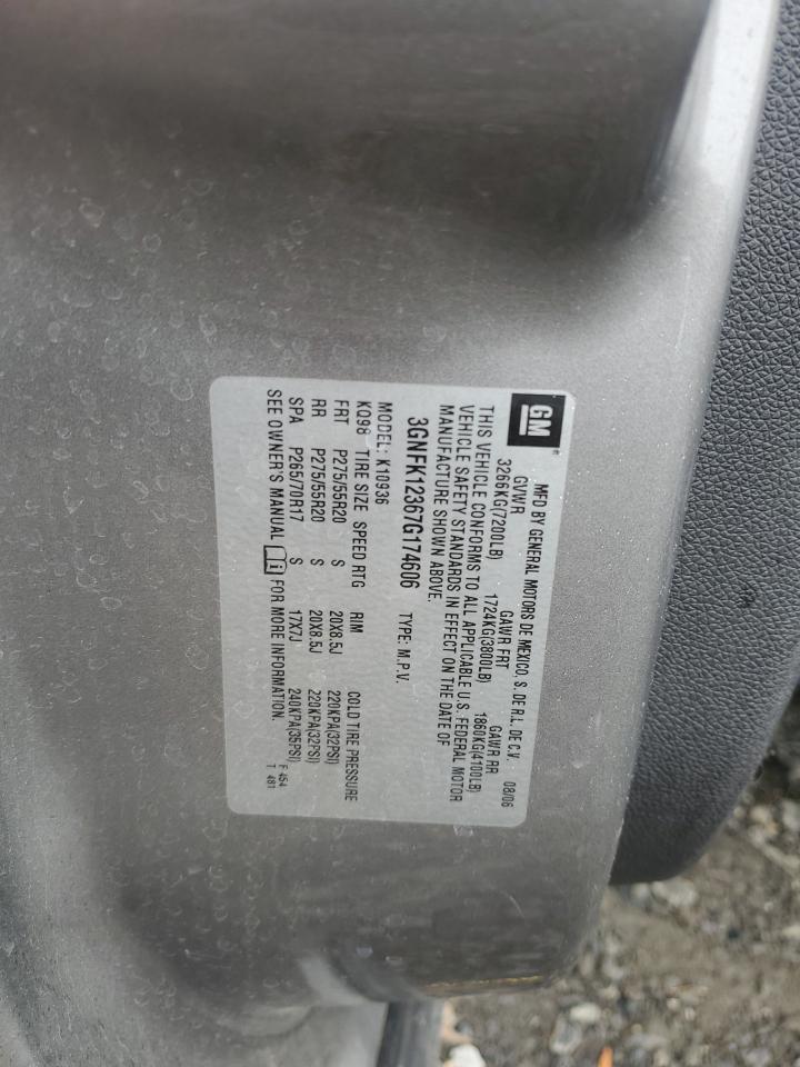 2007 Chevrolet Avalanche K1500 VIN: 3GNFK12367G174606 Lot: 86316445