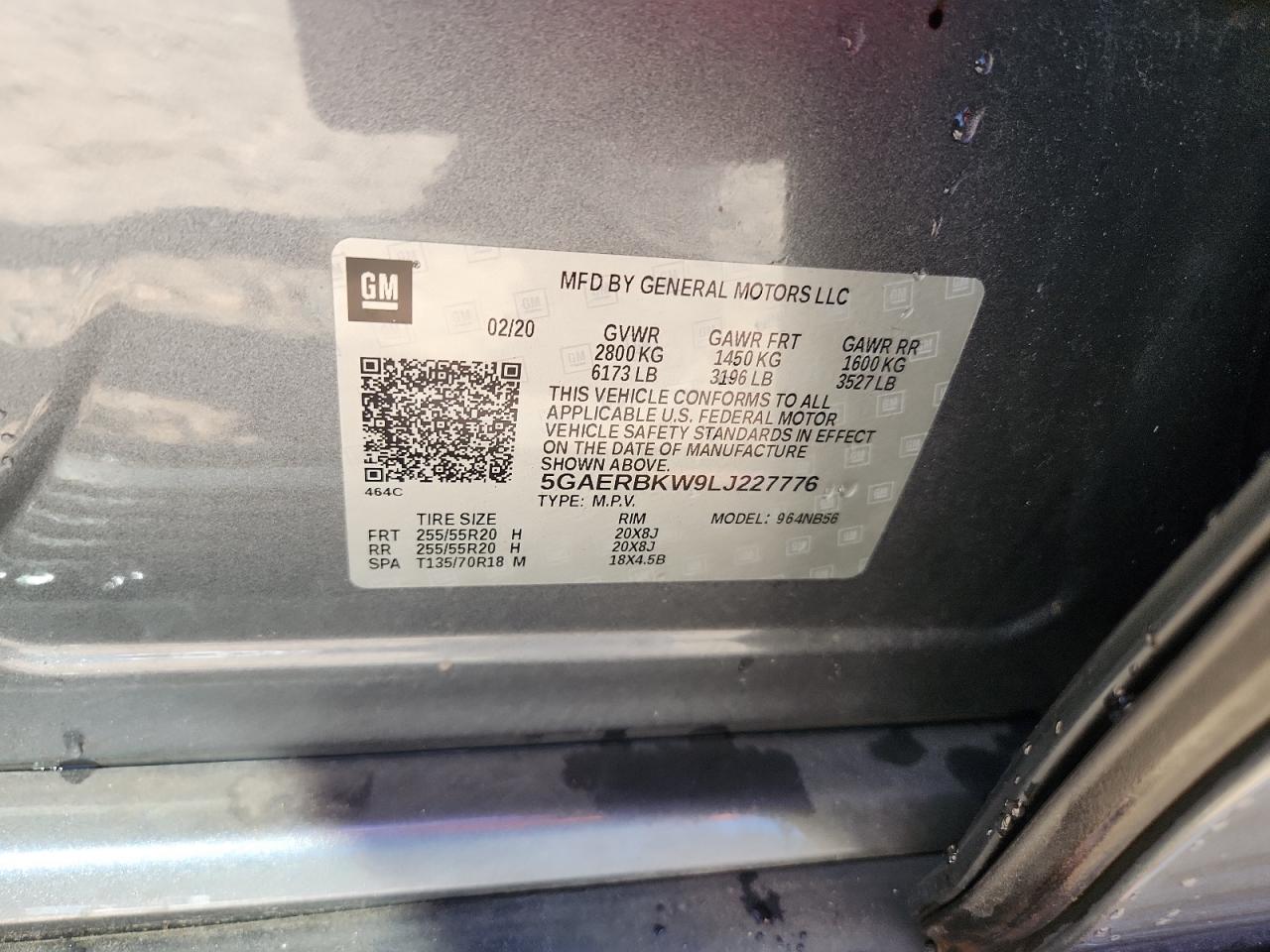 2020 Buick Enclave Essence VIN: 5GAERBKW9LJ227776 Lot: 85543625