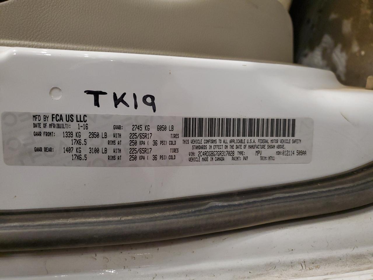 2016 Dodge Grand Caravan Se VIN: 2C4RDGBG7GR317028 Lot: 81968595