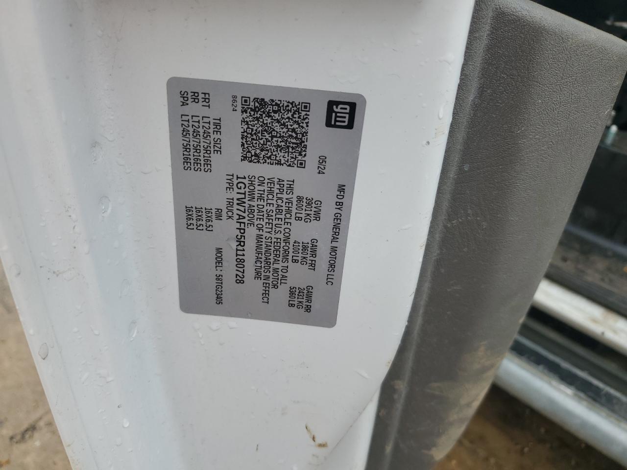 2024 GMC Savana G2500 VIN: 1GTW7AFP5R1180728 Lot: 85581875