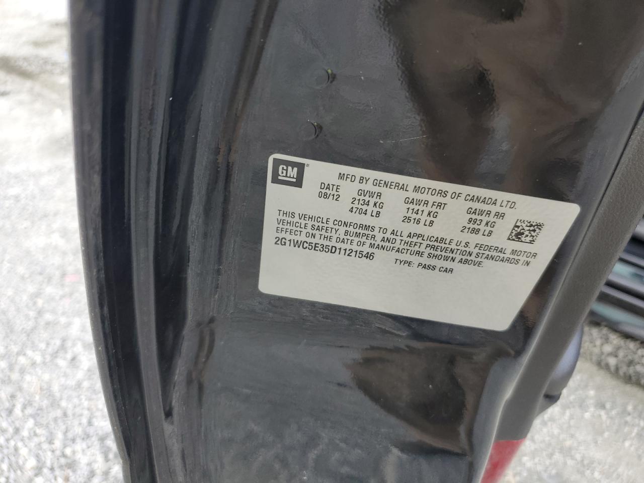 2013 Chevrolet Impala Ltz VIN: 2G1WC5E35D1121546 Lot: 82268895