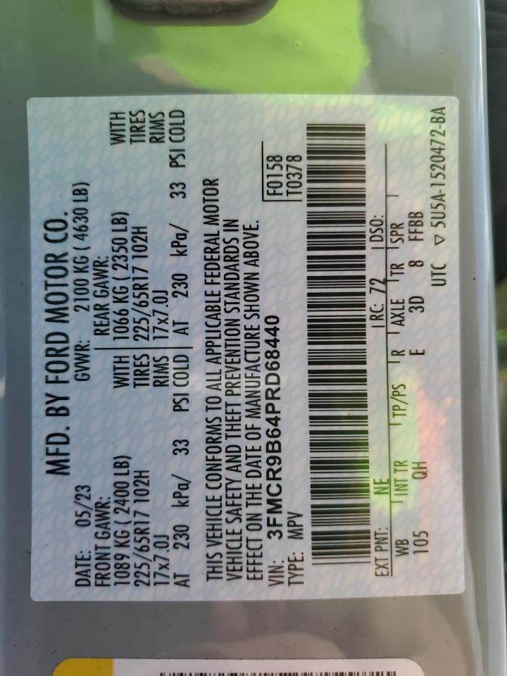 2023 Ford Bronco Sport Big Bend VIN: 3FMCR9B64PRD68440 Lot: 82334075