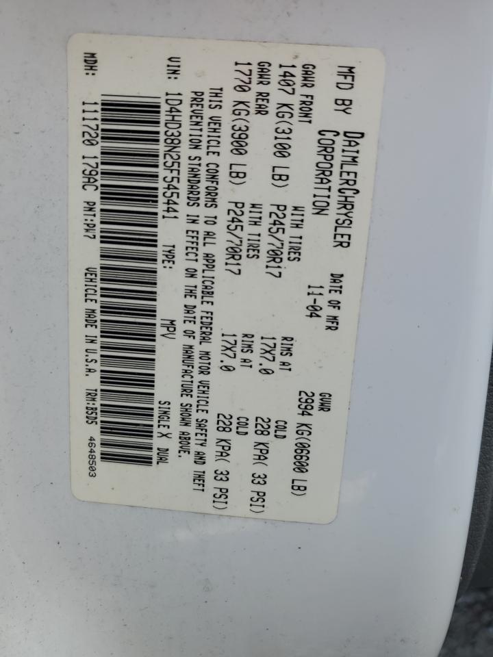 2005 Dodge Durango St VIN: 1D4HD38N25F545441 Lot: 82235575