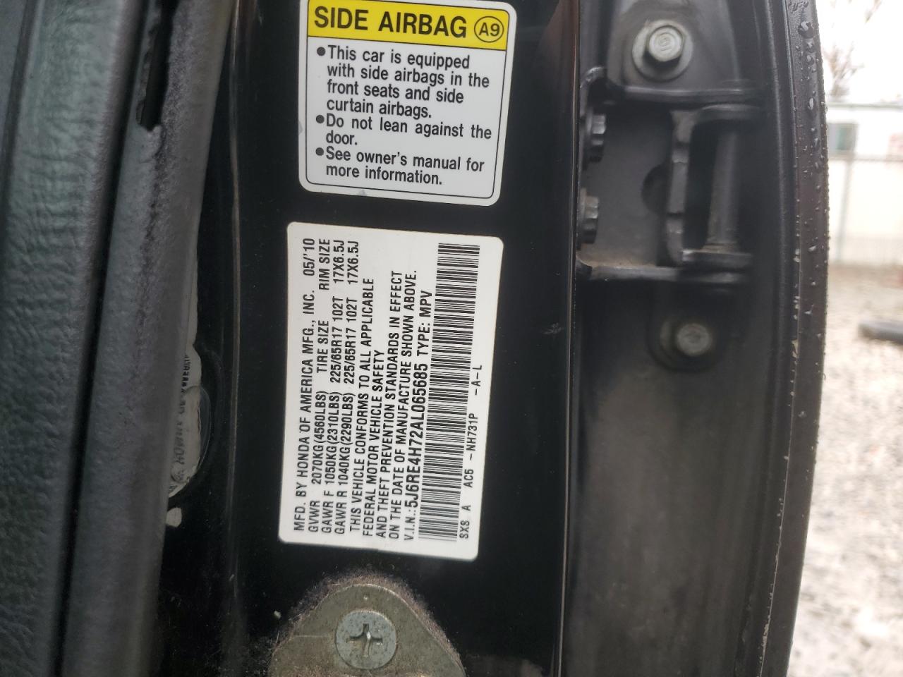 2010 Honda Cr-V Exl VIN: 5J6RE4H72AL065685 Lot: 90791525