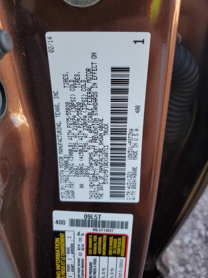 2014 Toyota Tundra Crewmax Platinum VIN: 5TFGY5F18EX160713 Lot: 84289805