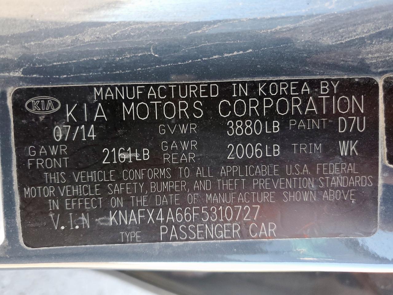 2015 Kia Forte Lx VIN: KNAFX4A66F5310727 Lot: 84297685