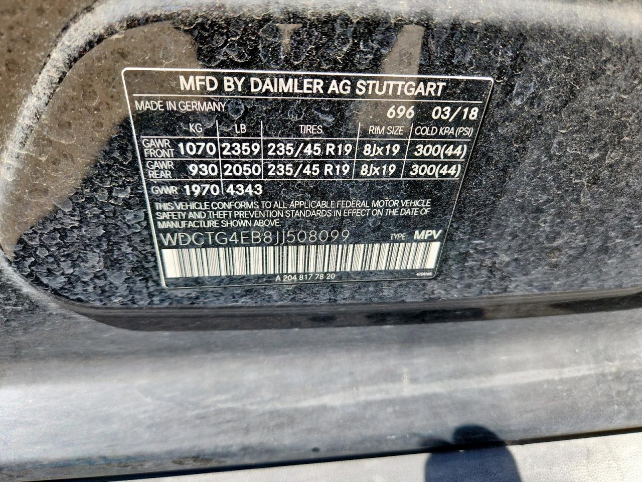 2018 Mercedes-Benz Gla 250 VIN: WDCTG4EB8JJ508099 Lot: 84430295