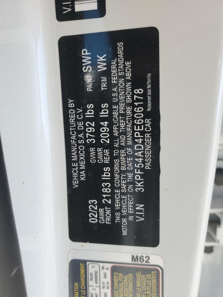 2023 Kia Forte Gt Line VIN: 3KPF54AD4PE606178 Lot: 86772885