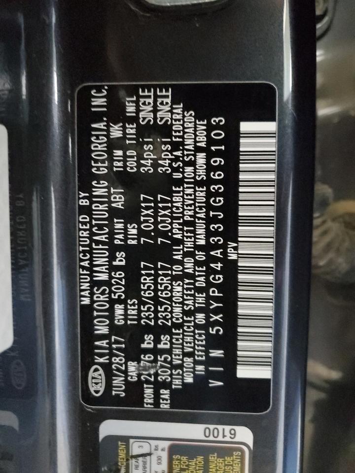 2018 Kia Sorento Lx VIN: 5XYPG4A33JG369103 Lot: 82274895