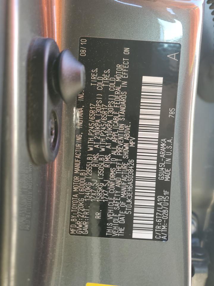 2010 Toyota Highlander Se VIN: 5TDJK3EH6AS038426 Lot: 85932495