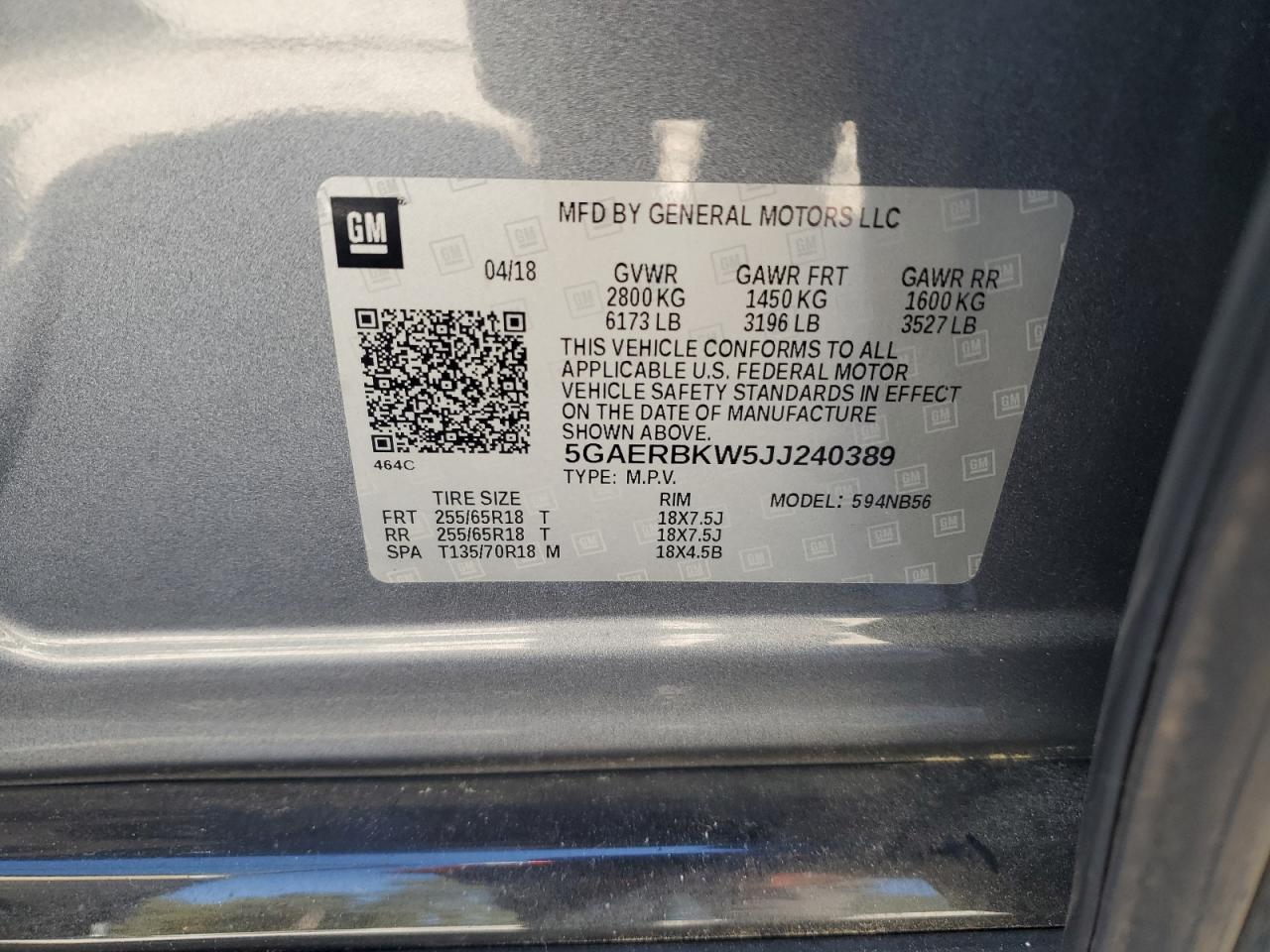 2018 Buick Enclave Essence VIN: 5GAERBKW5JJ240389 Lot: 89836515