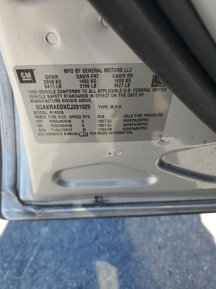 2012 Buick Enclave VIN: 5GAKRAEDXCJ291929 Lot: 84269785