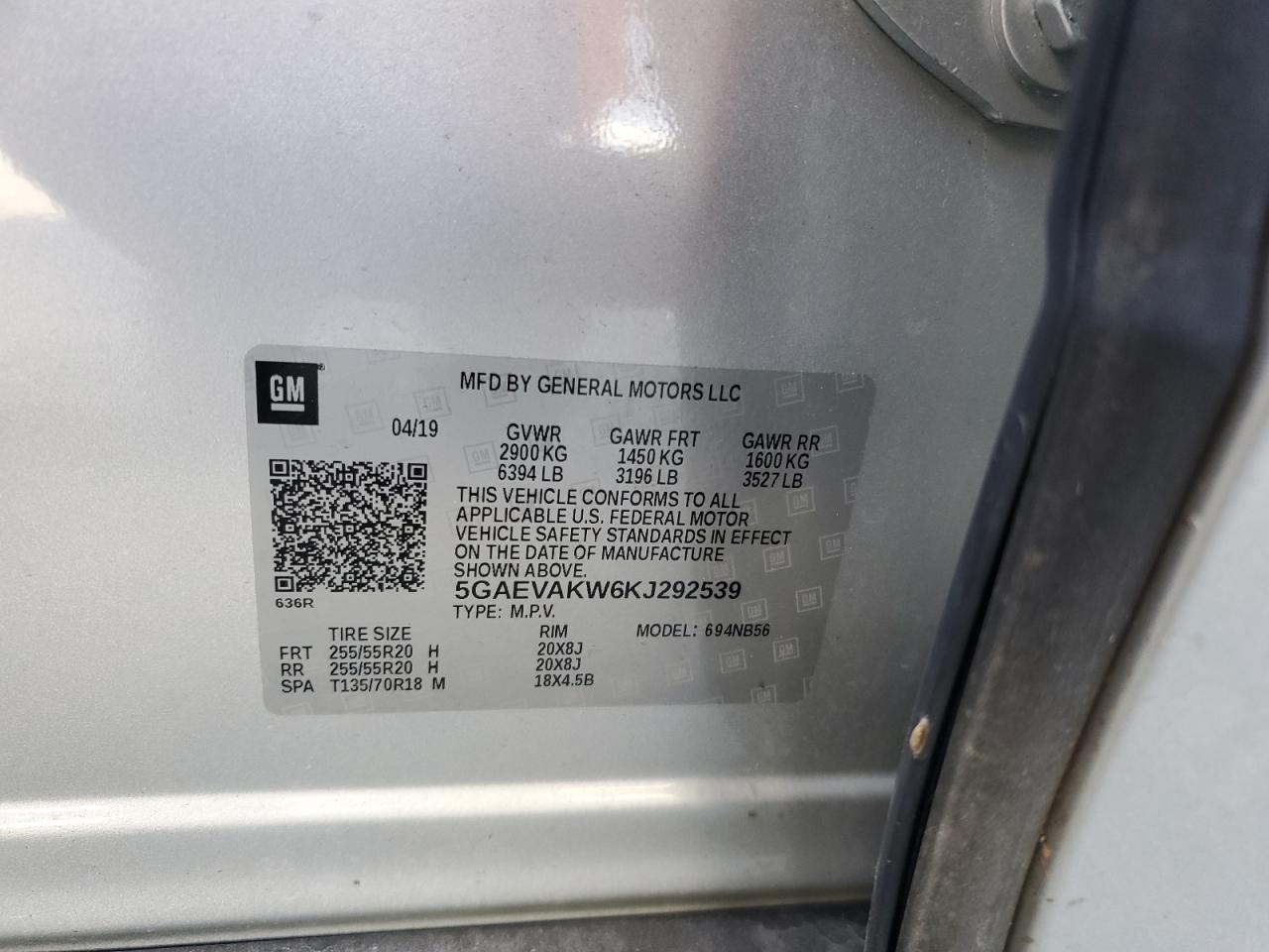 2019 Buick Enclave Essence VIN: 5GAEVAKW6KJ292539 Lot: 89876515