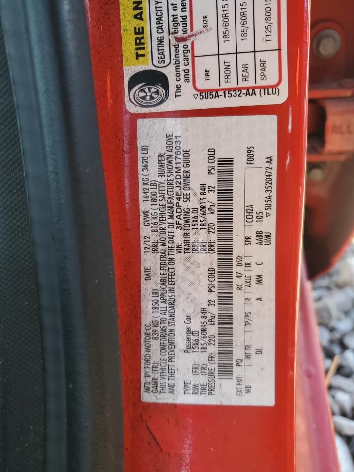 2013 Ford Fiesta Se VIN: 3FADP4EJ2DM176031 Lot: 82512835