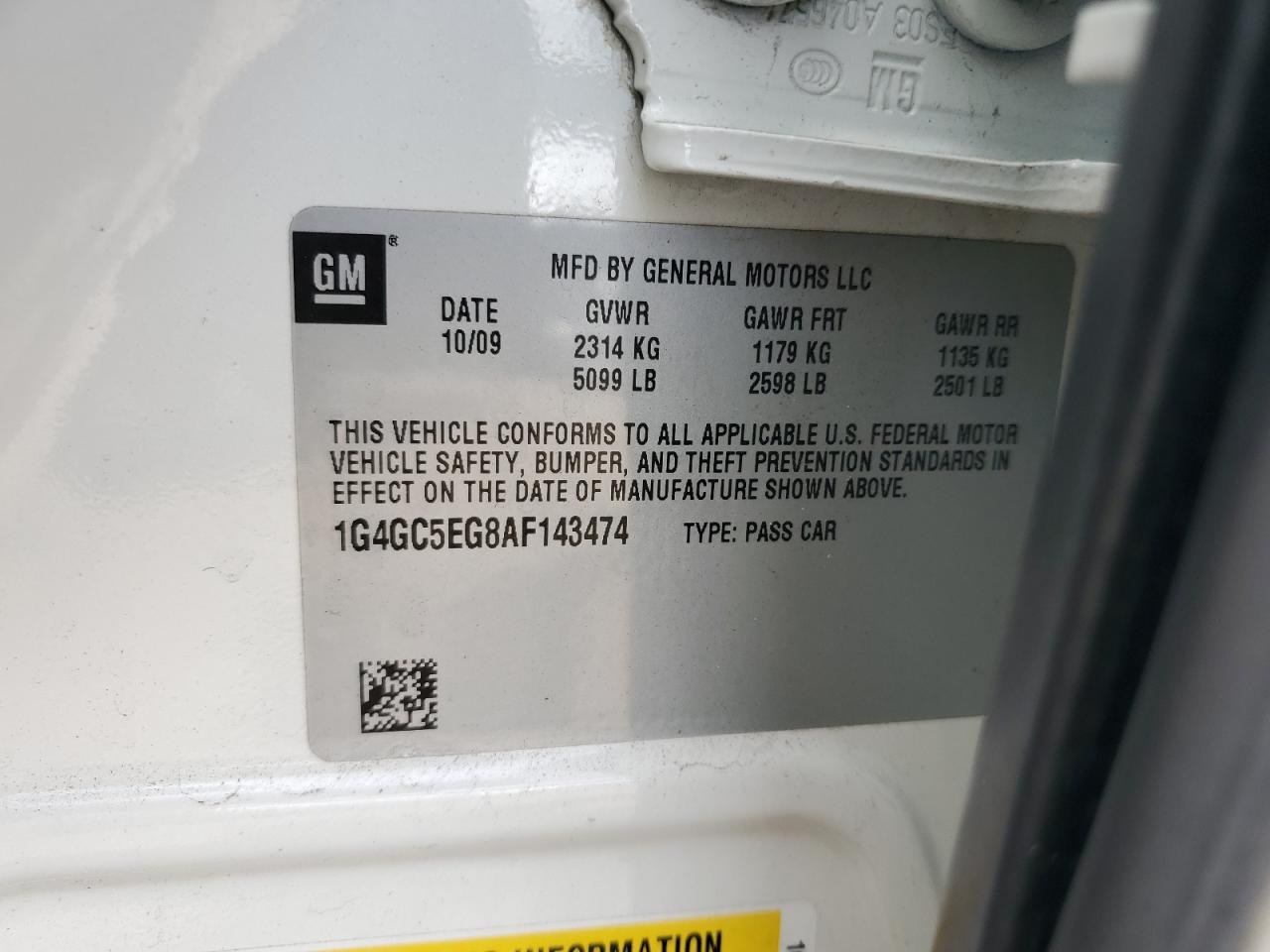 2010 Buick Lacrosse Cxl VIN: 1G4GC5EG8AF143474 Lot: 82575245