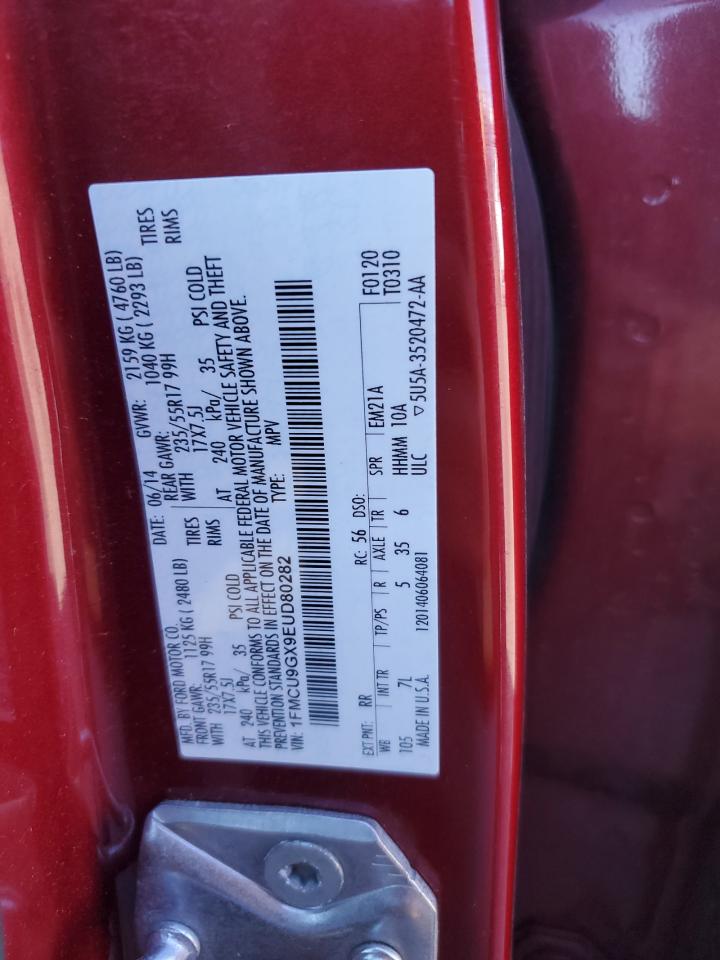 2014 Ford Escape Se VIN: 1FMCU9GX9EUD80282 Lot: 89565155