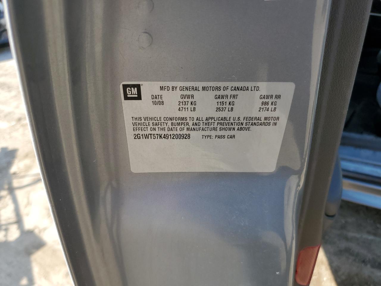 2009 Chevrolet Impala 1Lt VIN: 2G1WT57K491200928 Lot: 84763615