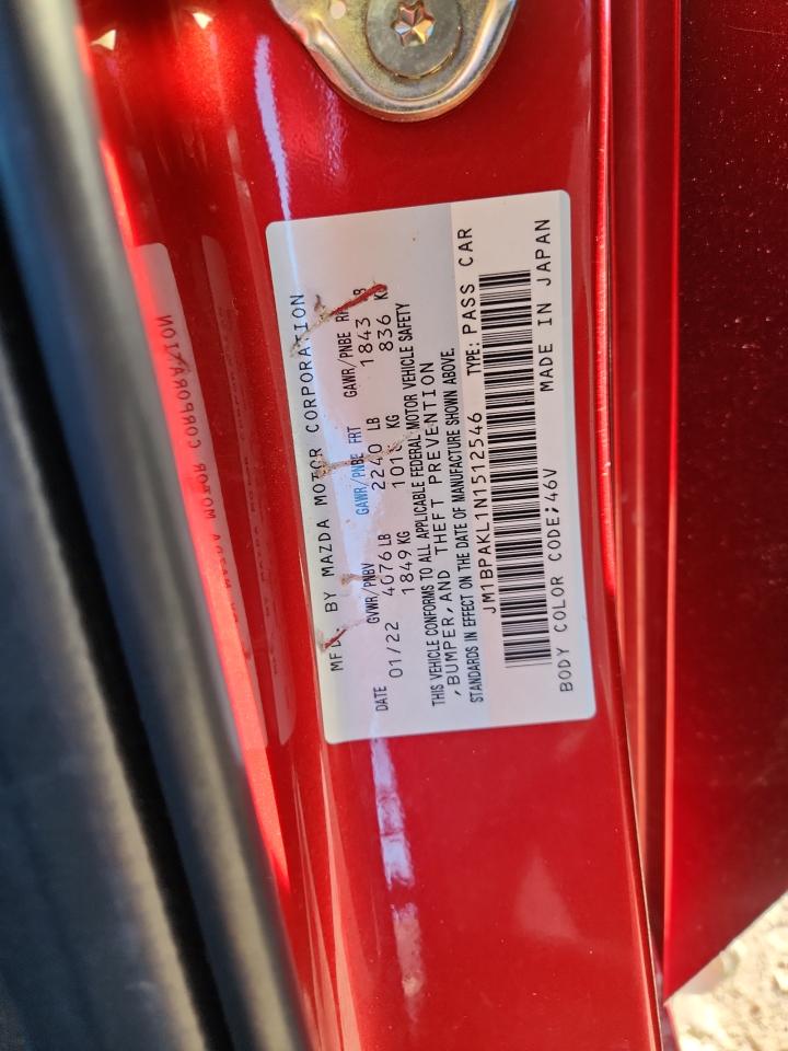 2022 Mazda 3 Select VIN: JM1BPAKL1N1512546 Lot: 89554175