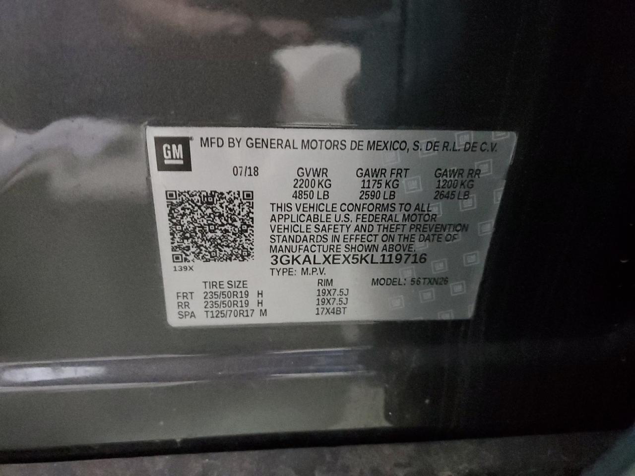 2019 GMC Terrain Denali VIN: 3GKALXEX5KL119716 Lot: 84718225