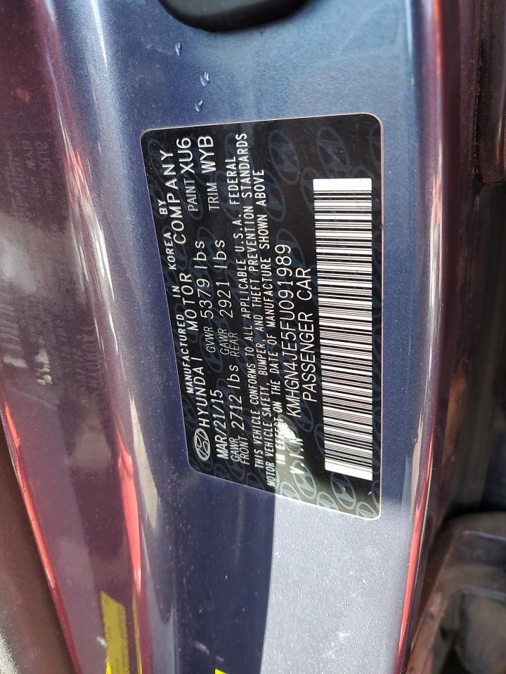 2015 Hyundai Genesis 3.8L VIN: KMHGN4JE5FU091989 Lot: 90286435