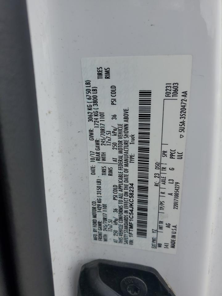 2018 Ford F150 VIN: 1FTMF1C54JKC58234 Lot: 85352455