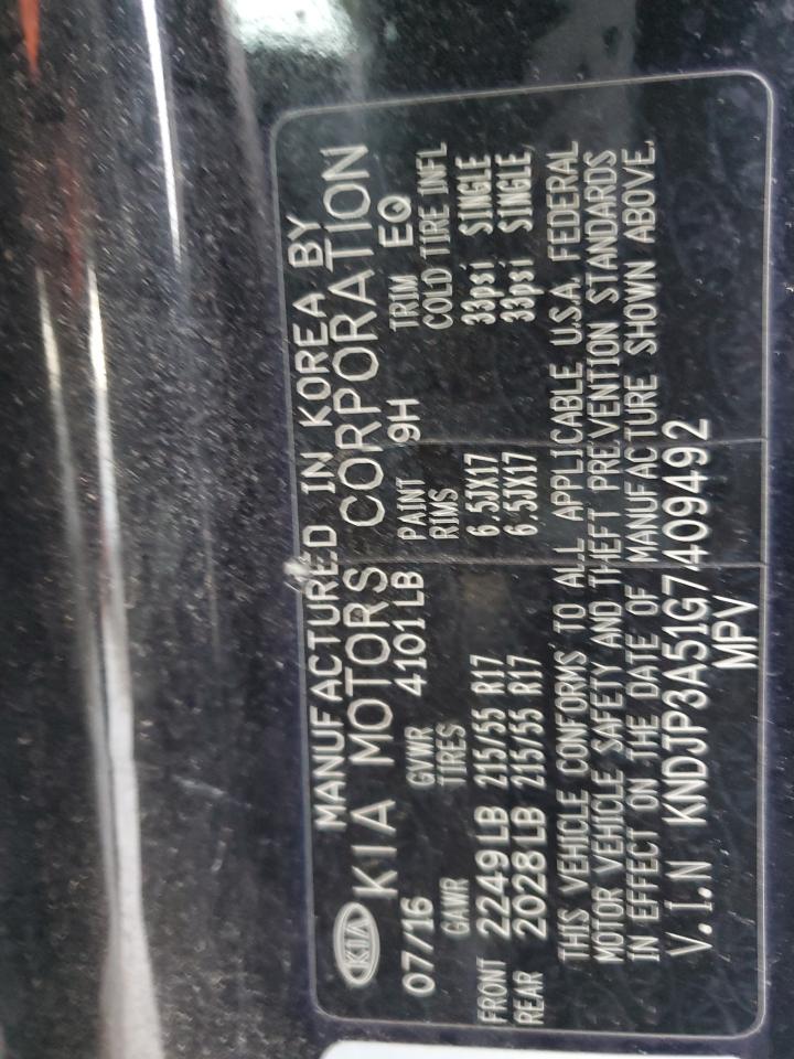 2016 Kia Soul + VIN: KNDJP3A51G7409492 Lot: 86878875